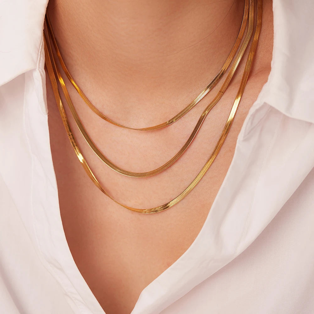 Colar de Malha Triplo Banhado a Ouro 18K