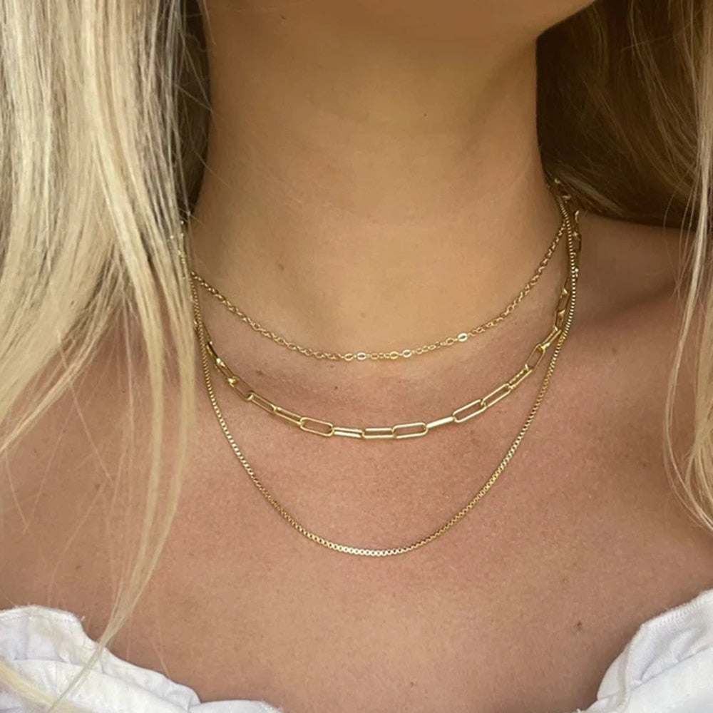 Colar Triplo Delicado Banhado a Ouro 18K