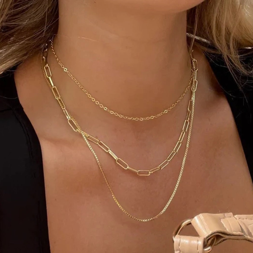 Colar Triplo Delicado Banhado a Ouro 18K