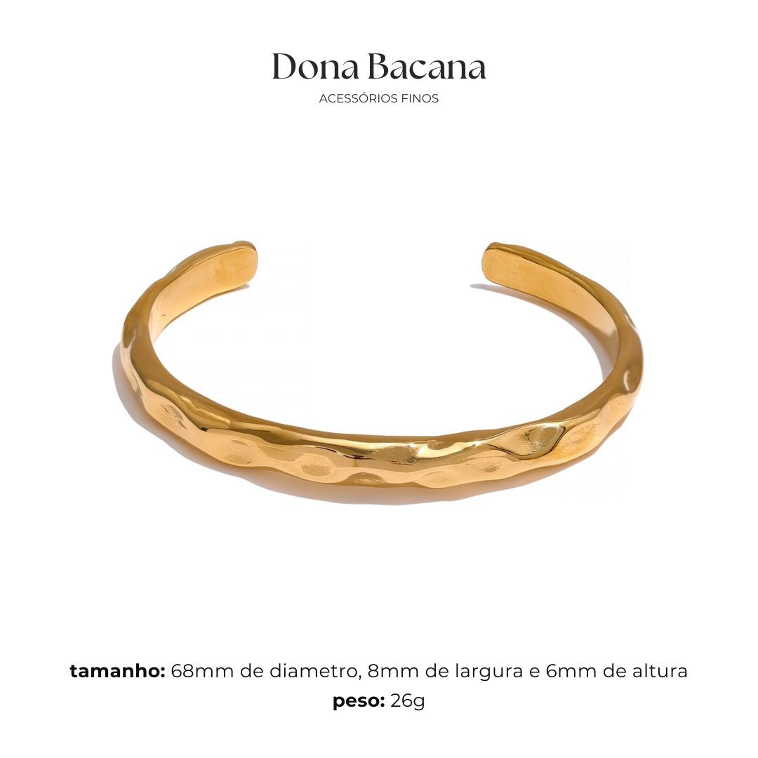 Pulseira Bracelete Orgânica Banhado a Ouro 18K