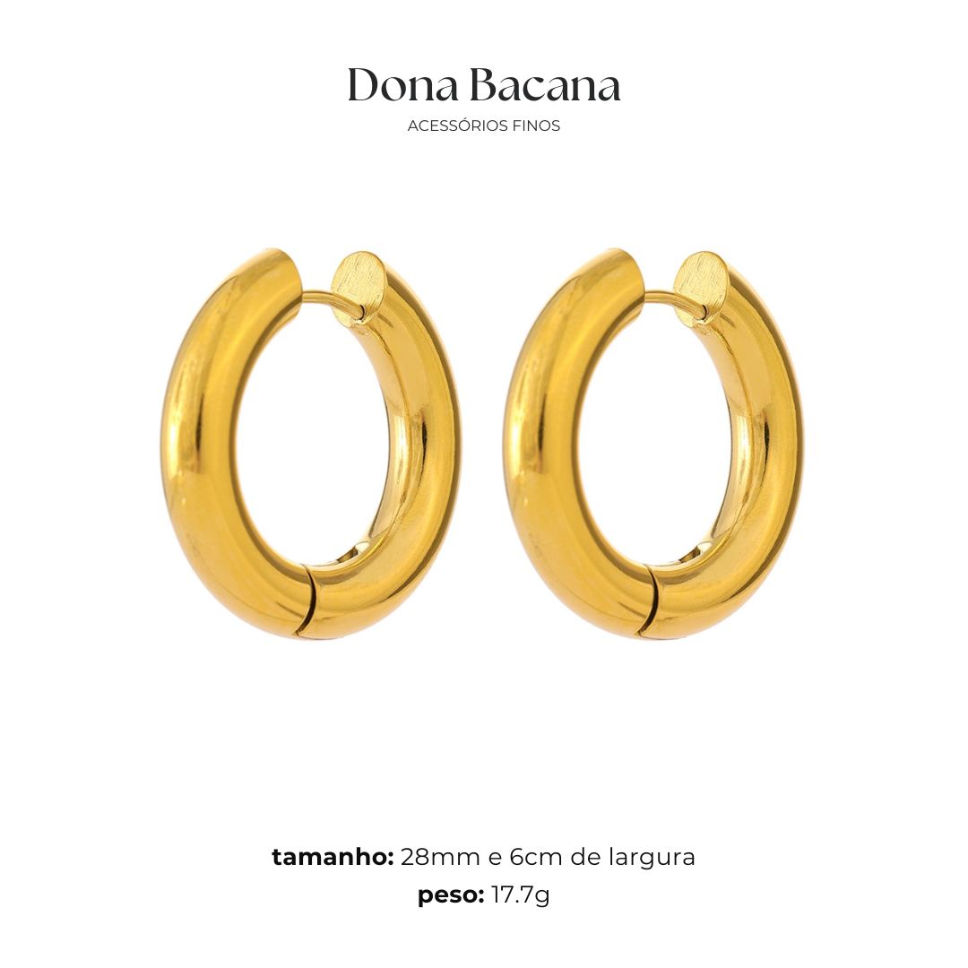 Brinco Argola Fecho Clássico Banhado a Ouro 18K