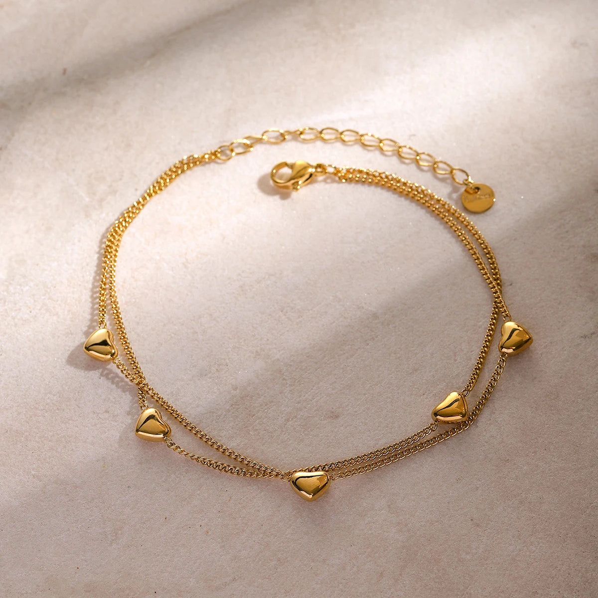 Pulseira Dupla Delicada de Coração