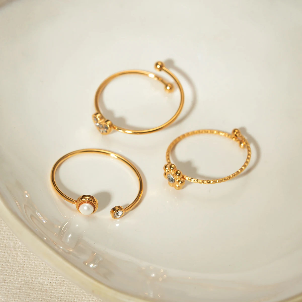 Kit com 3 Anéis delicados Ajustáveis