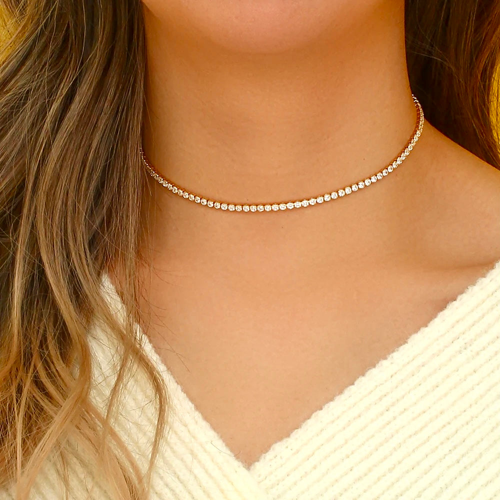 Choker Riviera com Zircônias Banhado a Ouro 14K