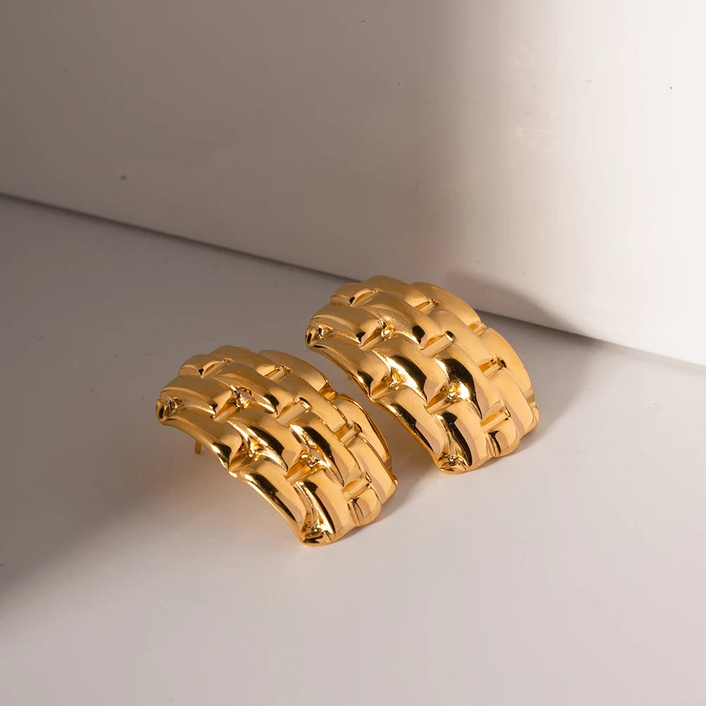 Brinco Tijolinhos Banhado a Ouro 18K