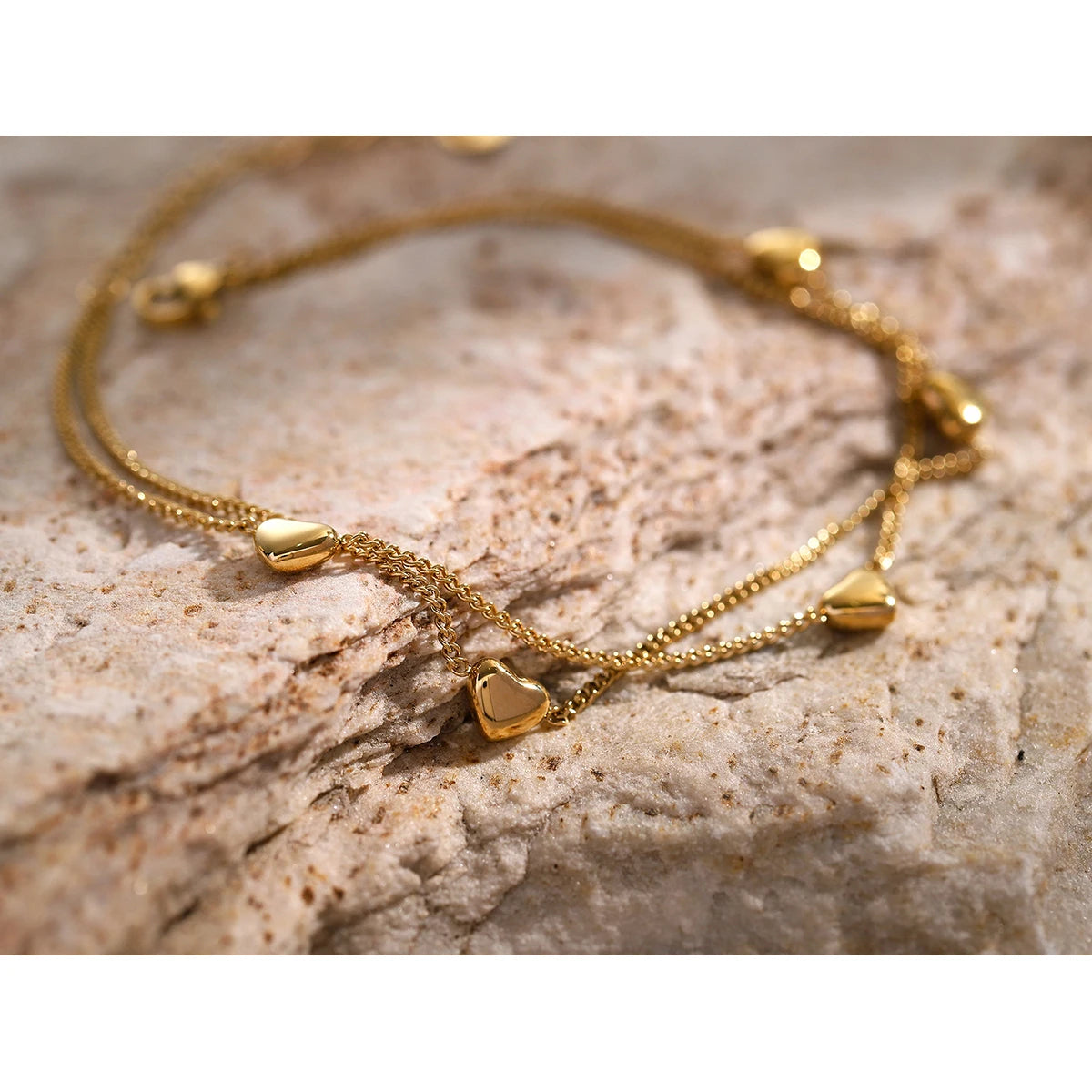 Pulseira Dupla Delicada de Coração