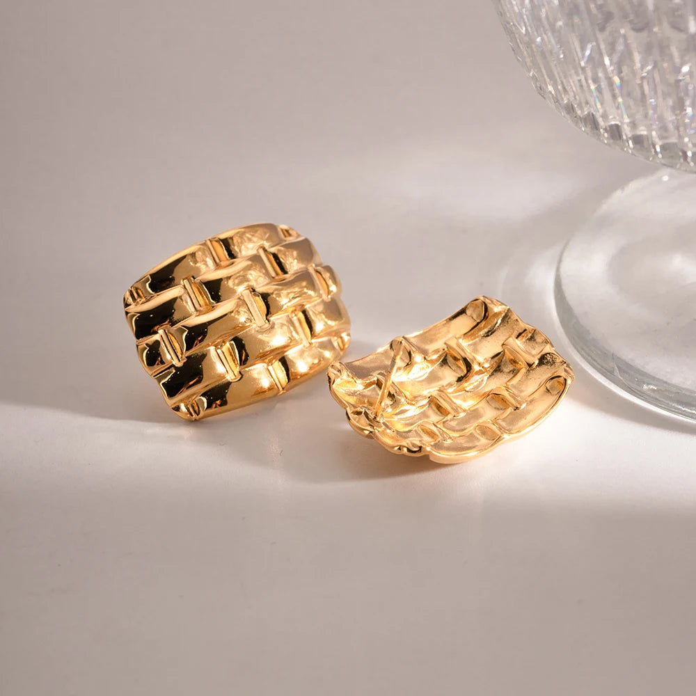 Brinco Tijolinhos Banhado a Ouro 18K