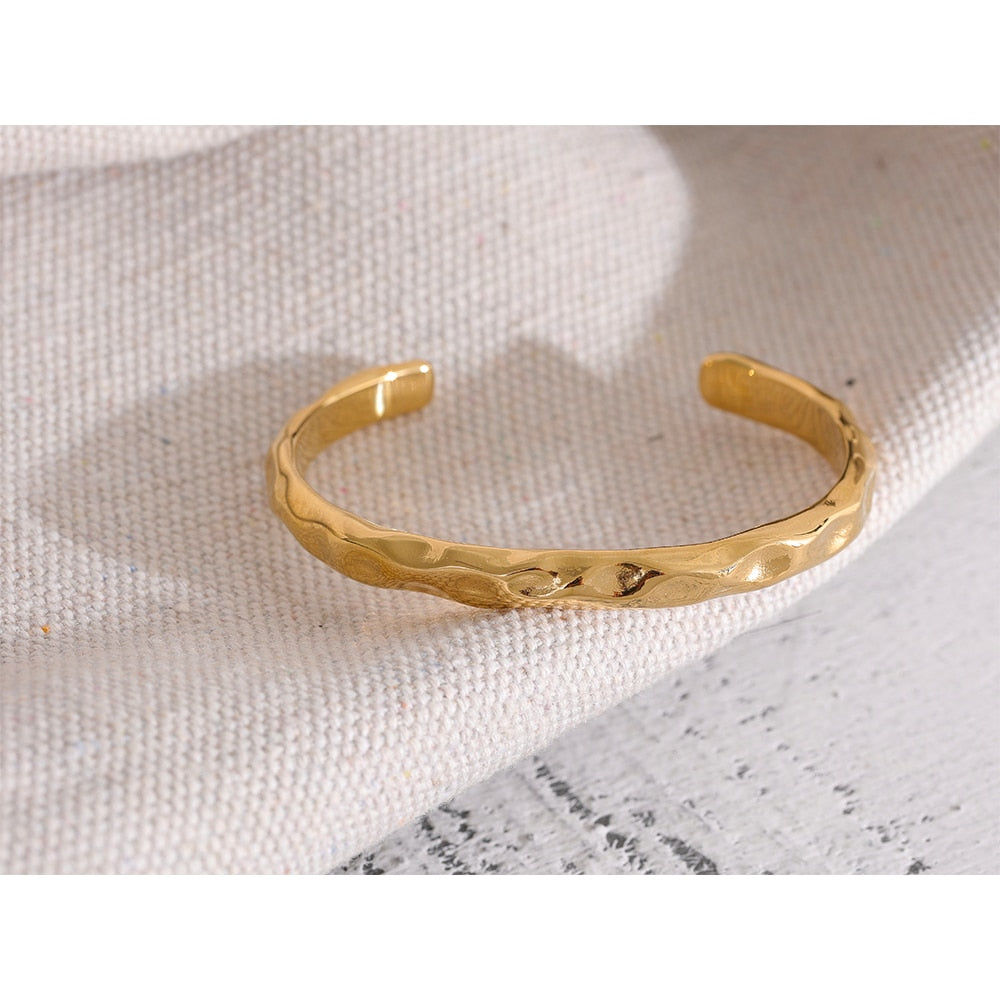 Pulseira Bracelete Orgânica Banhado a Ouro 18K
