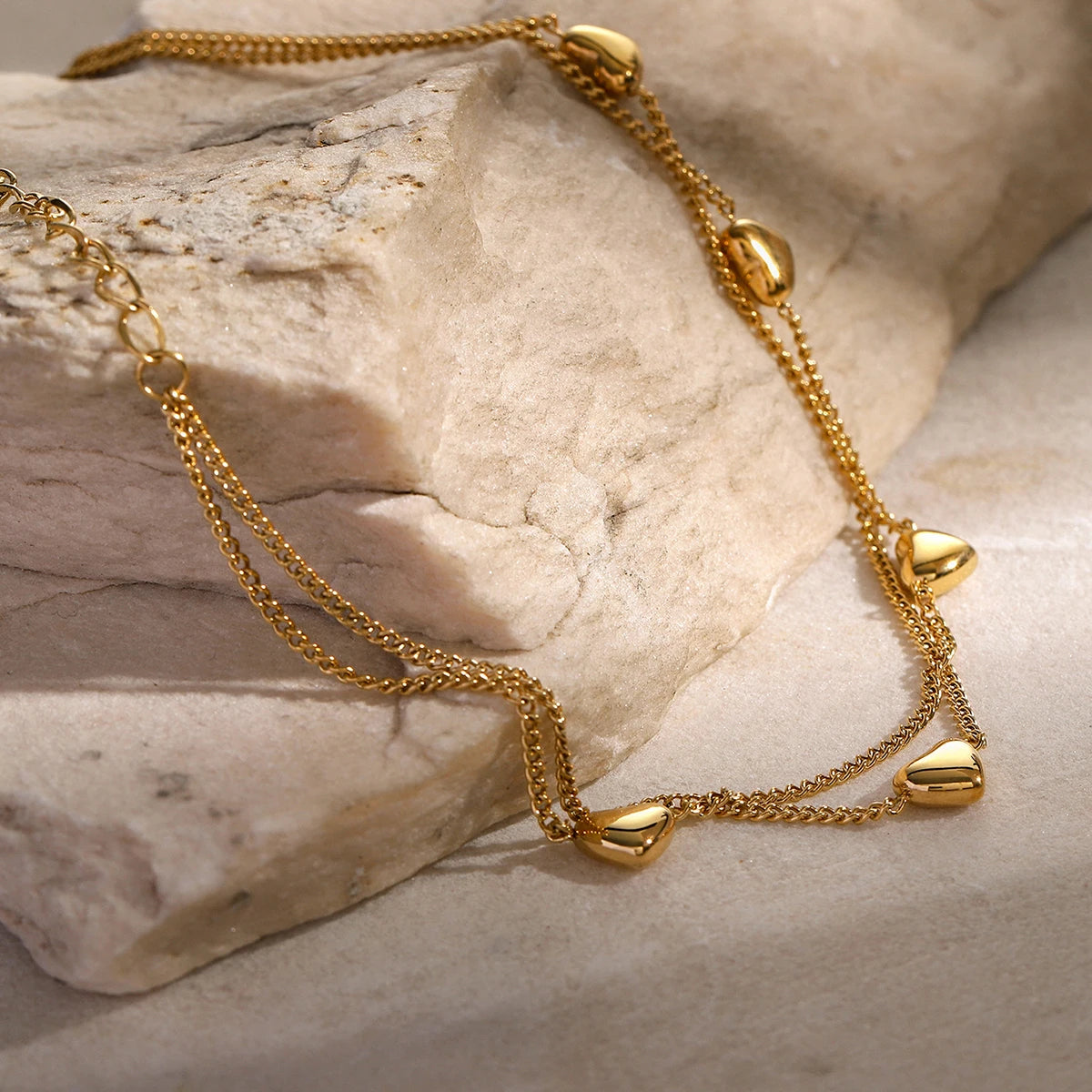 Pulseira Dupla Delicada de Coração