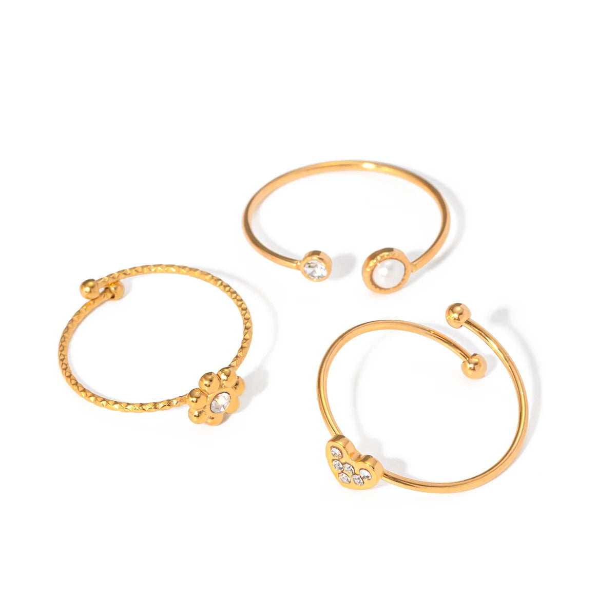 Kit com 3 Anéis delicados Ajustáveis