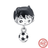 Berloque Charm Life em Prata 925 Menino com Bola de Futebol