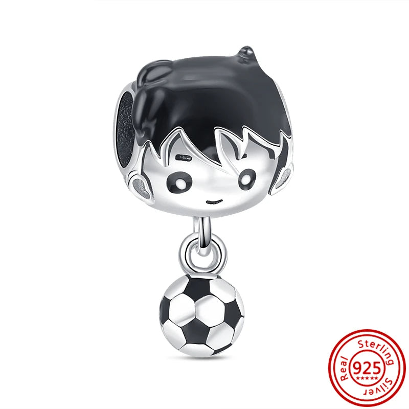 Berloque Charm Life em Prata 925 Menino com Bola de Futebol