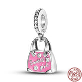 Berloque Charm Life em Prata 925 Bolsa Rosa