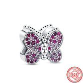 Berloque Charm Life em Prata 925 Borboleta Rosa