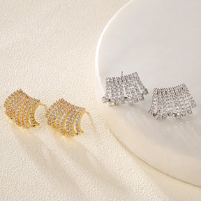 Brinco Ear Hook 8 Filetes Cravejado com Zircônias