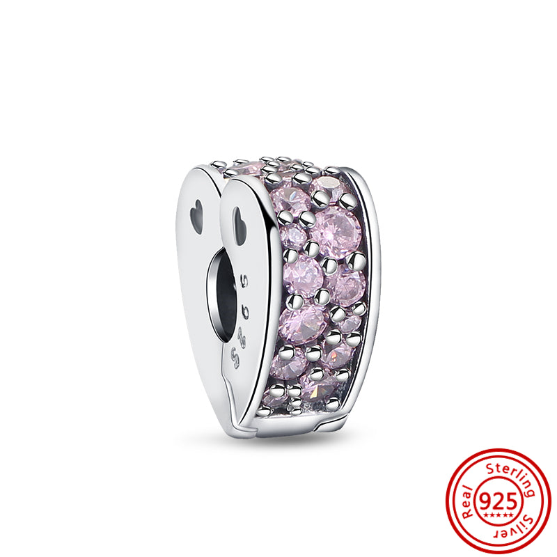 Berloque Charm Life em Prata 925 Separador Coração Rosa