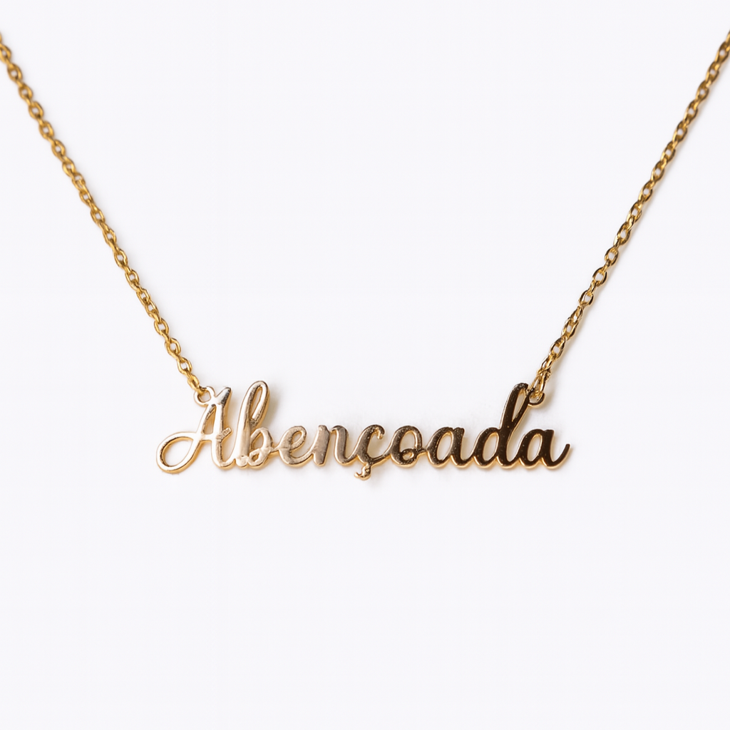 Colar Abençoada Banhado a Ouro 18K