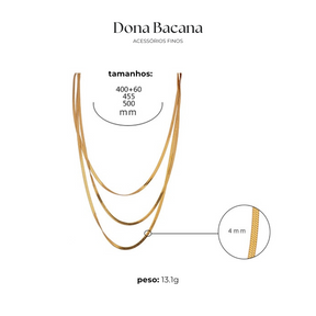 Colar de Malha Triplo Banhado a Ouro 18K