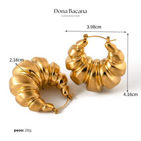 Brinco Argola Croissant Banhado a Ouro 18K | Coleção Verona