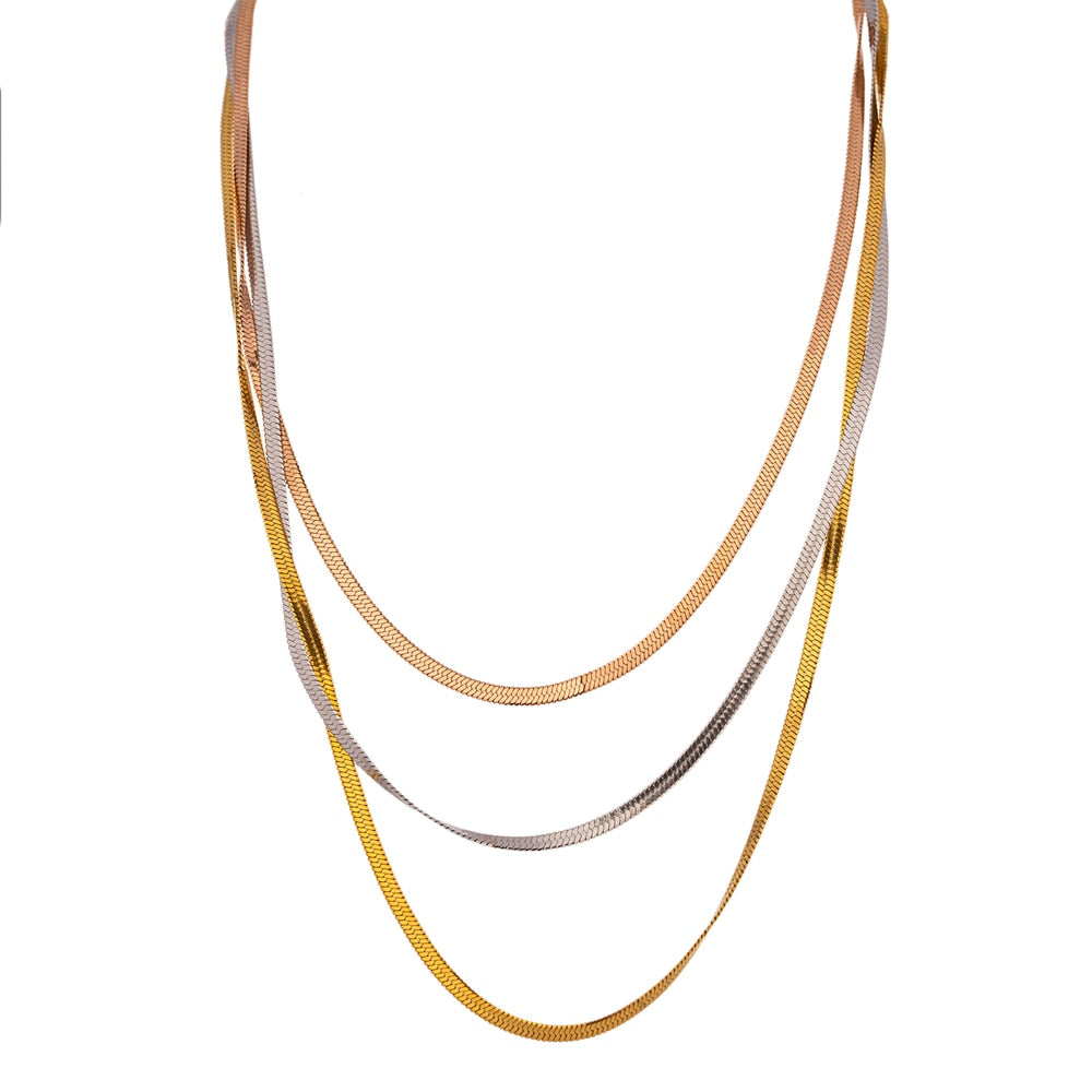Colar de Malha Triplo Banhado a Ouro 18K