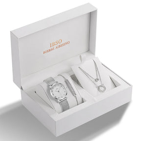 Kit Relógio Feminino Quartz + Pulseira marca IBSO + COLAR GRÁTIS (BRINDE) - Dona bacana