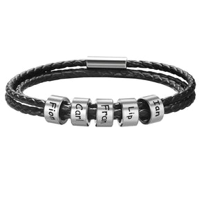 Pulseira Masculina de Couro - Nomes Personalizados