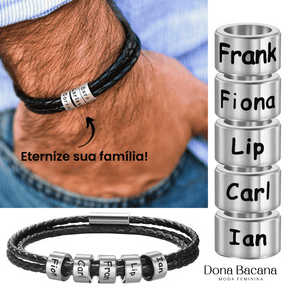 Pulseira Masculina de Couro - Nomes Personalizados