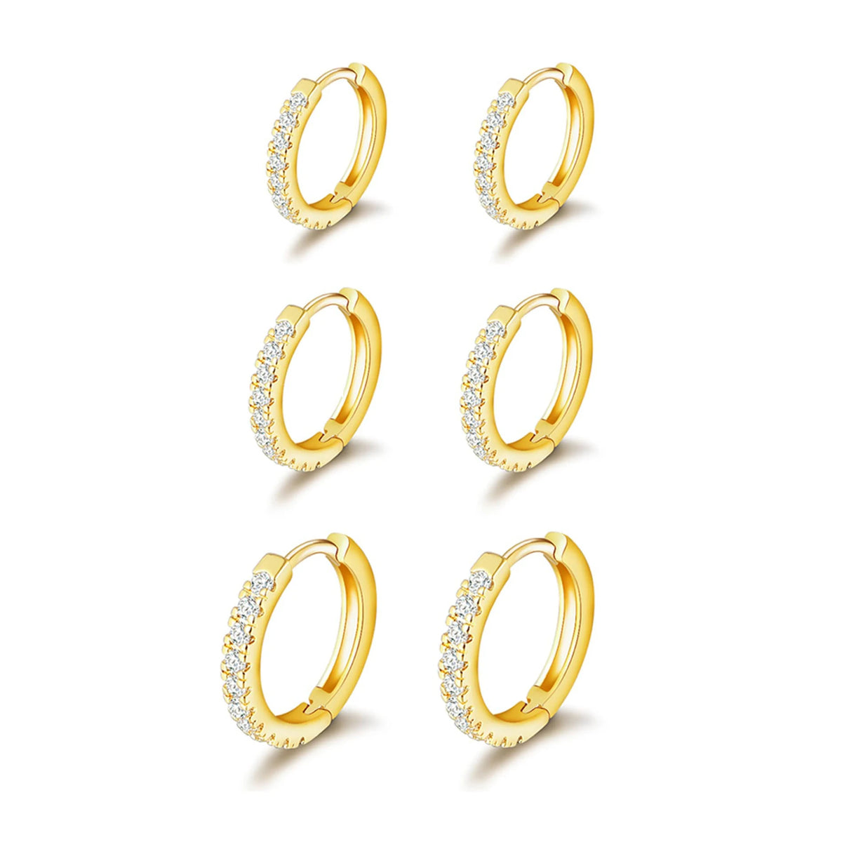 Brinco Trio de Argolas com Zircônia Banhado em Ouro 18K