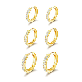 Brinco Trio de Argolas com Zircônia Banhado em Ouro 18K