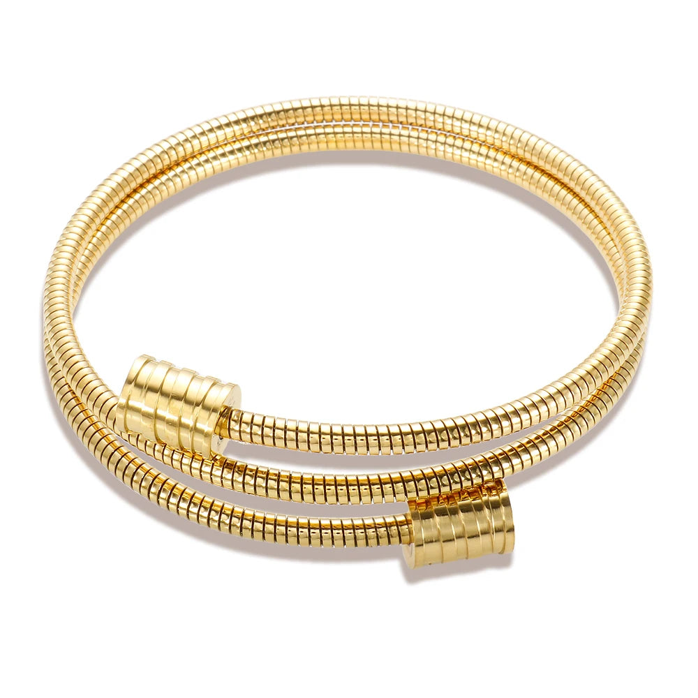 Pulseira Espiral Tríplice Banhada em Ouro 18K