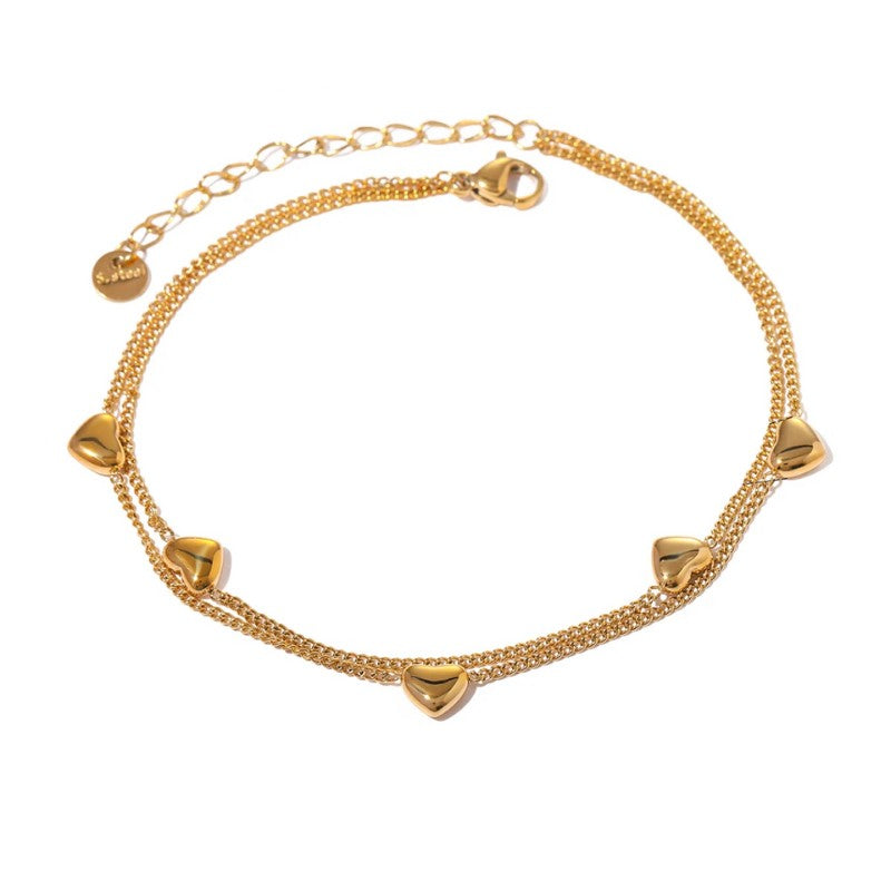 Pulseira Dupla Delicada de Coração