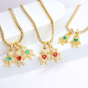 Colar Filhos Glow com Pedras Coloridas - Rivieira e Pingentes de Filhos Cravejados