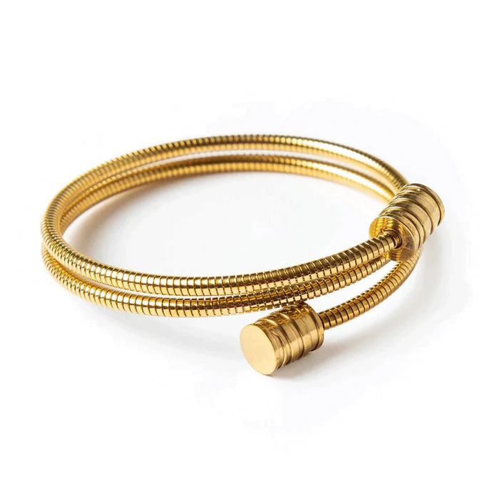 Pulseira Espiral Tríplice Banhada em Ouro 18K