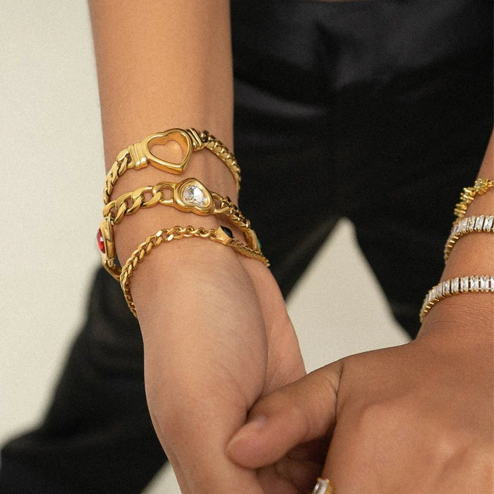 Pulseira Coração Essencial Banhado em Ouro 18K