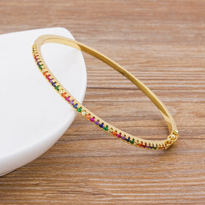 Pulseira Bracelete com Zircônias Coloridas - Coleção Rainbow - Dona bacana