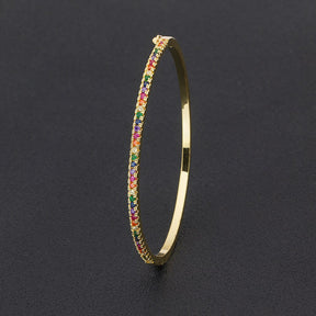 Pulseira Bracelete com Zircônias Coloridas - Coleção Rainbow - Dona bacana