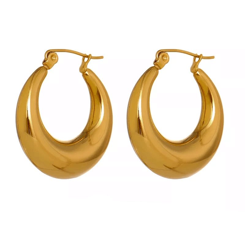 Brinco Argola Lisa Oval Banhado a Ouro 18K | Coleção Firenze