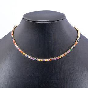 Choker Riviera em Zircônia Redonda Colorida - Coleção Rainbow - Dona bacana