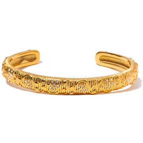 Pulseira Bracelete Esculpido Luxo Banhada a Ouro 18K | Coleção Firenze