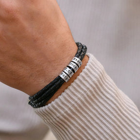 Pulseira Masculina de Couro - Nomes Personalizados